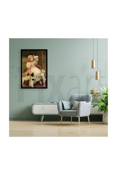 pixartsanat Little Girl's Cat And Dogs Pixart Art Diamond Mosaic Painting Diamond Turkey 41*60