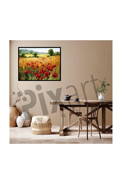 pixartsanat Poppy Field Pixart Art Diamond Mosaic Painting Diamond Turkey 73*58