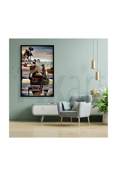 pixartsanat Girl on Suitcases Pixart Art Diamond Mosaic Painting Diamond Turkey 45*68