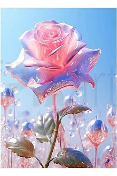 pixartsanat Rose from Glass 30x40 PixArt Art Diamond Mosaic Painting Diamond Türkiye