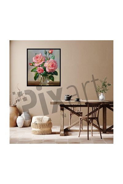 pixartsanat New Plucked Roses from Branch Pixart Art Diamond Mosaic Painting Diamond Turkey 45*53