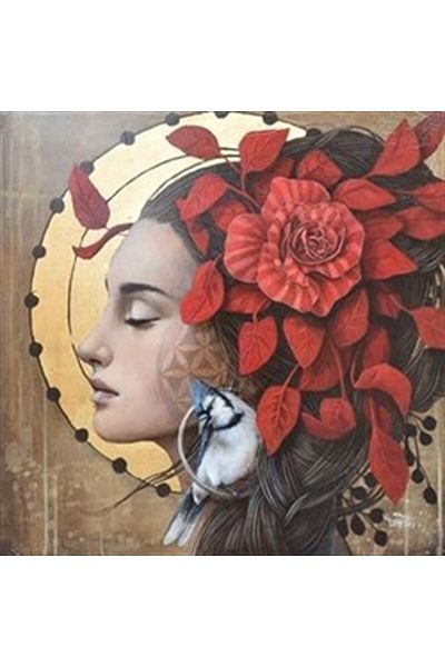 pixartsanat Red Flowers And Woman Pixart Art Diamond Mosaic Painting Diamond Türkiye 53*53