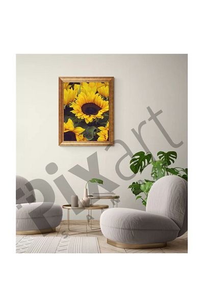 pixartsanat Sunflowers Pixart Art Diamond Mosaic Painting Diamond Turkey 74*99