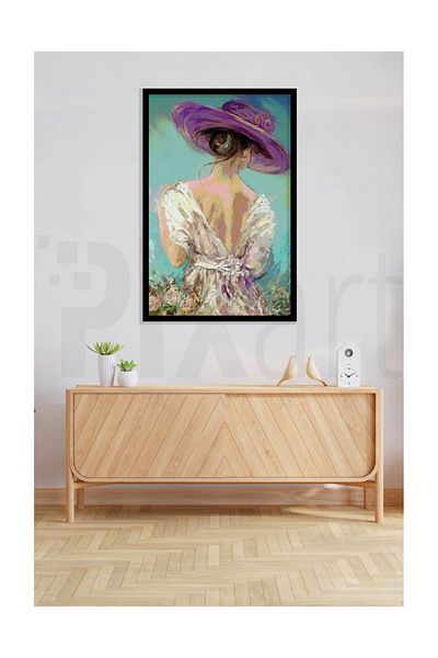pixartsanat Woman with Purple Hat Pixart Art Diamond Mosaic Painting Diamond Türkiye 40*60
