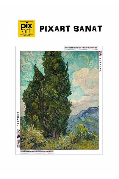 pixartsanat Wavy Tree 40x60 PixArt Art Diamond Mosaic Painting Diamond Turkey