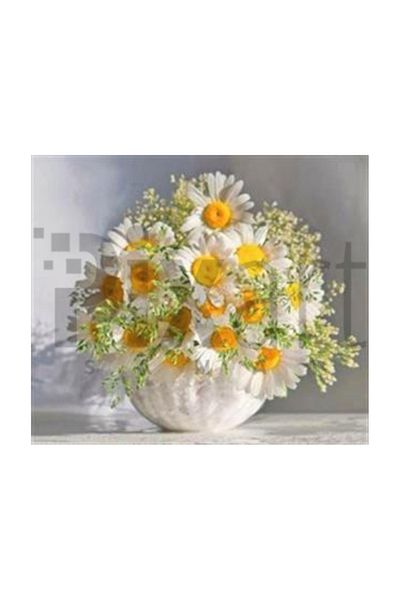 pixartsanat White Daisies Pixart Art Diamond Mosaic Painting Diamond Turkey 66*57