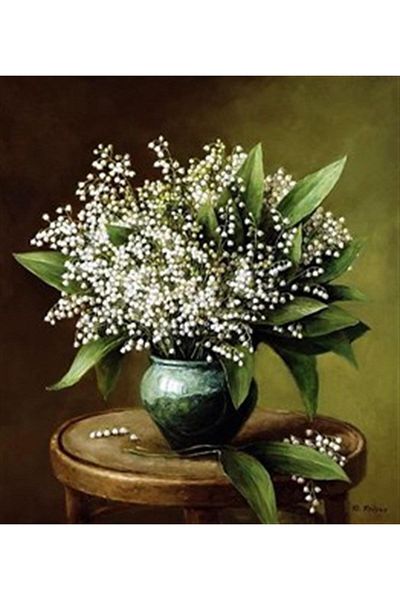 pixartsanat Elegant White Flowers Pixart Art Diamond Mosaic Painting Diamond Turkey 58*66