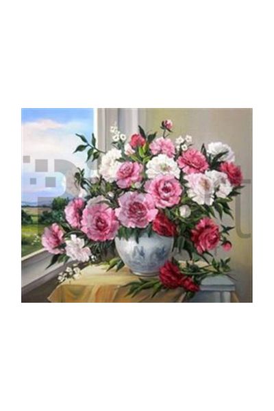 pixartsanat White Pink Roses Pixart Art Diamond Mosaic Painting Diamond Turkey 60*53