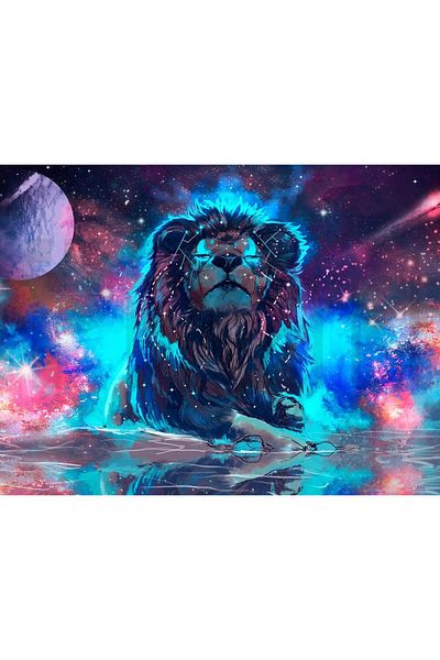 pixartsanat 30 X 40 cm Space Lion Pixart Art Diamond Mosaic Painting Diamond Turkey