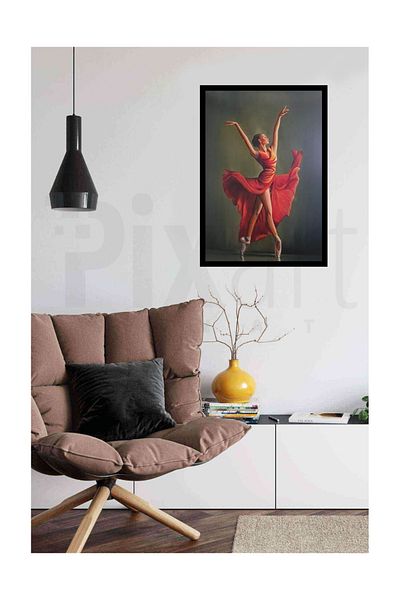 pixartsanat Red Ballerina Pixart Art Diamond Mosaic Painting Diamond Türkiye 55*76