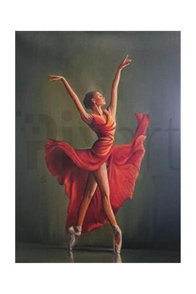 pixartsanat Red Ballerina Pixart Art Diamond Mosaic Painting Diamond Türkiye 55*76
