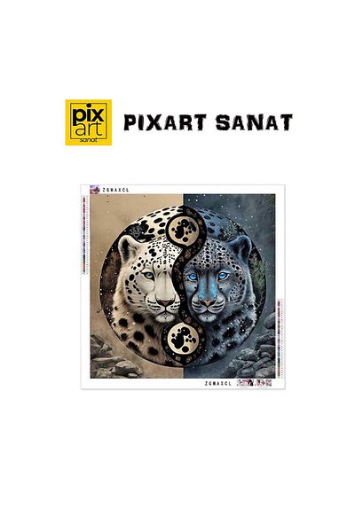 pixartsanat Colorful Leopard 50x50 PixArt Art Diamond Mosaic Painting Diamond Turkey