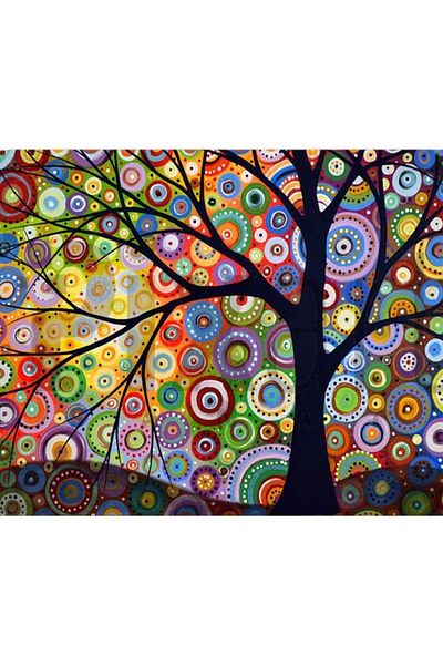 pixartsanat Geometric Colored Tree 30 * 40 Cm Pixart Art Diamond Mosaic Painting Diamond Turkey