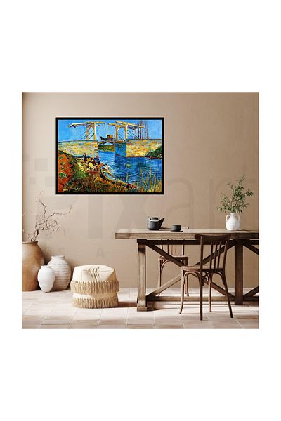 pixartsanat Vincent Van Gogh Langlois Bridge in Arles Pixart Art Diamond Mosaic Painting Diamond Turkey 50*35