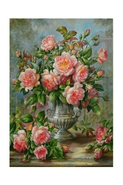 pixartsanat Powder Pink Roses Pixart Art Diamond Mosaic Painting Diamond Turkey 48*68