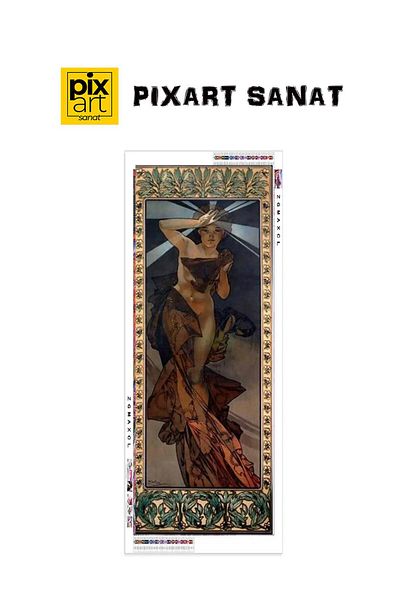pixartsanat Alphonse Mucha Morning Star 25x60 PixArt Art Diamond Mosaic Painting Diamond Turkey