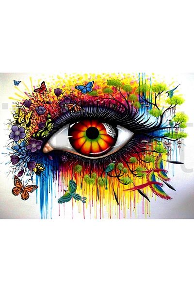 pixartsanat 30 x 40 cm Colorful Eyes PixArt Art Diamond Mosaic Painting Diamond Turkey