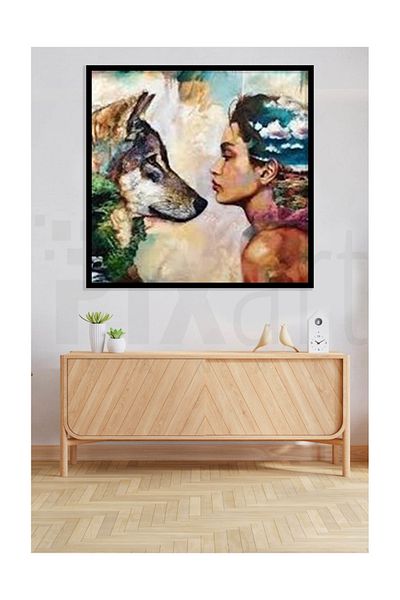 pixartsanat Wolf And Woman Pixart Art Diamond Mosaic Painting Diamond Türkiye 50*50