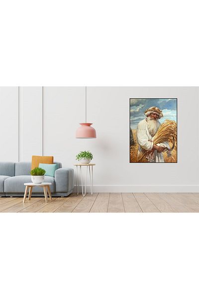 pixartsanat Old Man Collecting Wheat Pixart Art Diamond Mosaic Painting Diamond Turkey 50*60