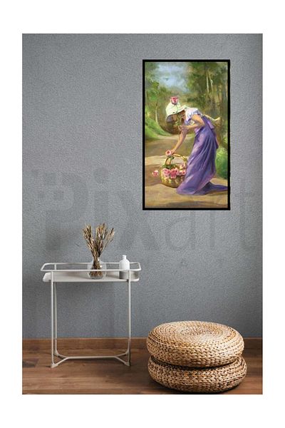 pixartsanat Pink Roses in the Basket Pixart Art Diamond Mosaic Painting Diamond Turkey 35*60