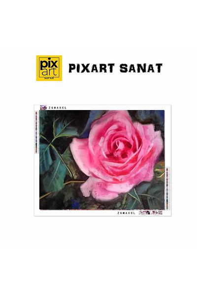 pixartsanat Pink Rose 50x35 PixArt Art Diamond Mosaic Painting Diamond Turkey