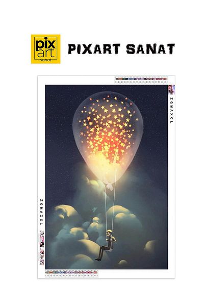 pixartsanat Balloon in the Sky 35x53 PixArt Art Diamond Mosaic Painting Diamond Turkey