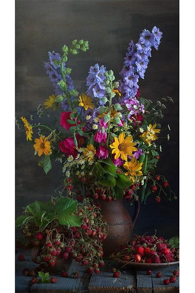 pixartsanat Flowers And Strawberries in Vase Pixart Art Diamond Mosaic Painting Diamond Turkey 36*71