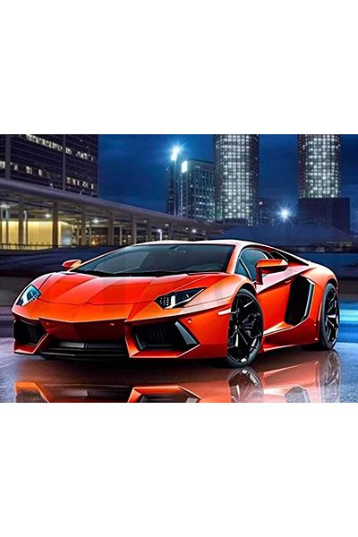 pixartsanat Red Sports Car 40x60cm PixArt Art Diamond Mosaic Painting Diamond Turkey