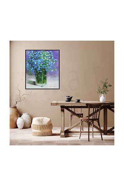 pixartsanat Blue Wild Flowers Pixart Art Diamond Mosaic Painting Diamond Turkey 40*50