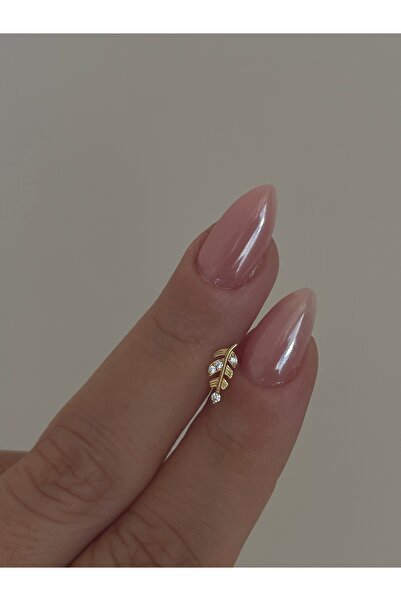 Sade Accessory Taşlı Yaprak Piercing