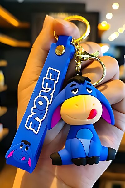 ŞEN AKSESUAR Eeyore الشكل المفاتيح ملحق حقيبة حلية سيليكون ثلاثية الأبعاد عمل...