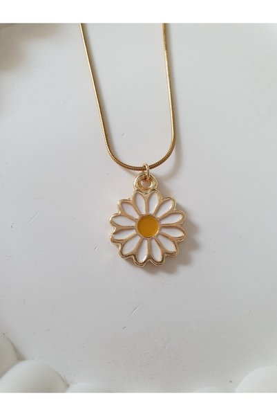 BS JEWELRY Steel Necklace with Mineli Daisy Figure