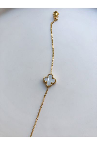 ANGELSS JEWELLERY Single Clover White Bracelet (Clover Model White Bracelet)