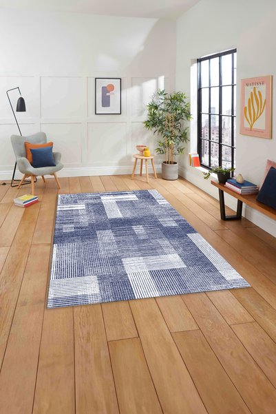 Napoli Home Baskılı Patchwork Çizgi Model Yıkanabilir Kaymaz Taban Yolluk Mut...