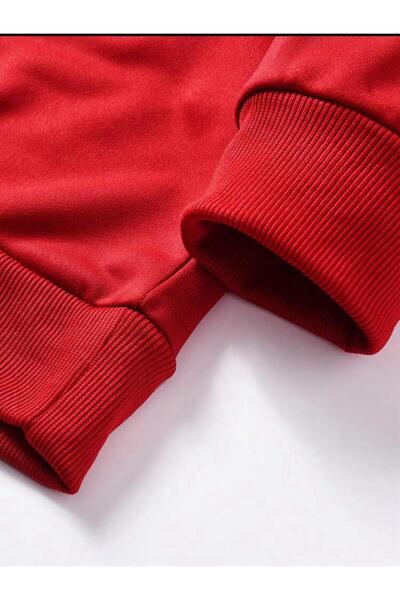 SELENA BUTİK Unisex Zippered Collar Red Rules Sweatshirt