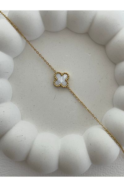 ANGELSS JEWELLERY Single Clover White Bracelet (Clover Model White Bracelet)