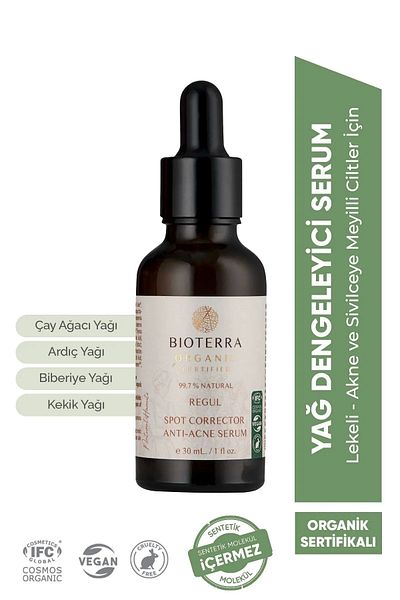 Bioterra Organic Certified Anti-Regular Serum 30 ml - Anti Sebum Balance and Blackhead