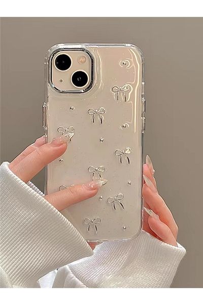 KVK PRİVACY حافظة شفافة بنمط القوس متوافقة مع هاتف iPhone 15، غطاء لامع مضاد للصدمات