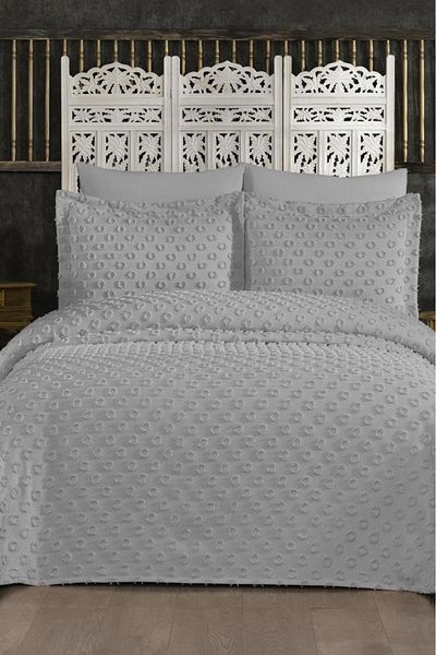 Çeyiz Diyarı Orya 3 Piece Gray Pique Set - Çeyizdiyarı