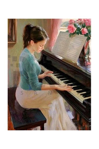 pixartsanat Playing Piano Pixart Art Diamond Mosaic Painting Diamond Turkey 43*58