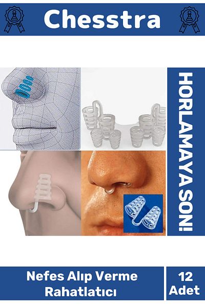 chesstra Snoring Reducing Excess Oxygen Breathing and Giving Relaxing Anti-Sleeping Nose Hole Apparatus 12 Pieces