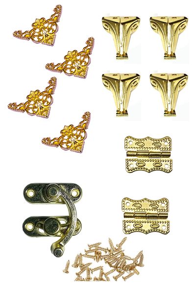 sywoods Medium Size Box And Chest Accessory Set Yellow Lock Hinge Corner Foot And Screw Set Hobby Products