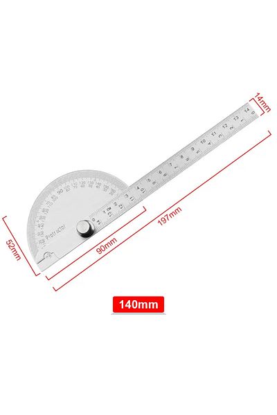 BGA 180 Degree Protractor Metal Angle Finder Stainless Steel Rotating Arm Measuring Ruler