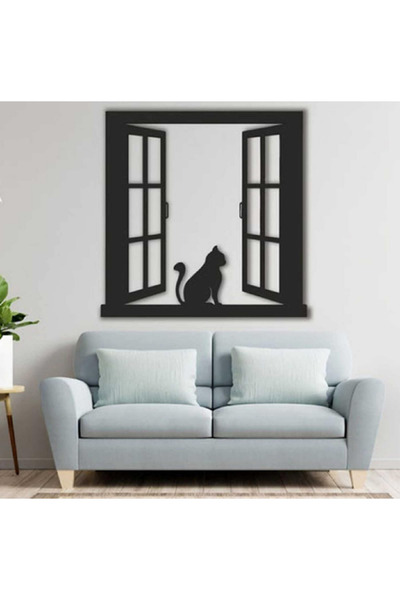 Rapithwin Διακοσμητικό Ξύλινο Πίνακα Παραθύρου με Γάτα 45 x 45 εκ.