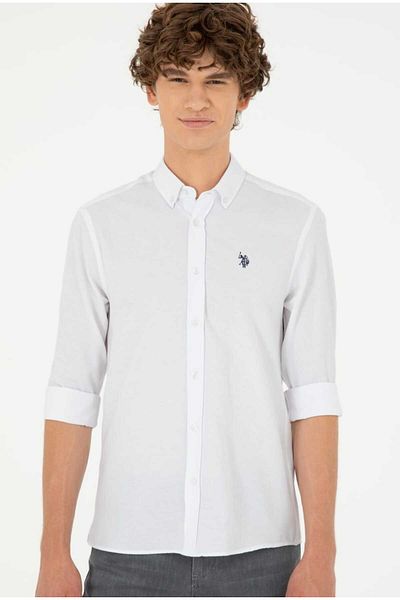 U.S. Polo Assn. Ανδρικό γαλάζιο μακρυμάνικο πουκάμισο Basic