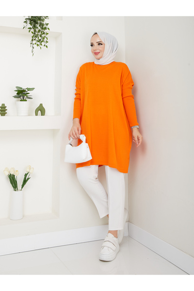 MODAMÜNASİP سترة تريكو رائعة ذات ياقة مدورة