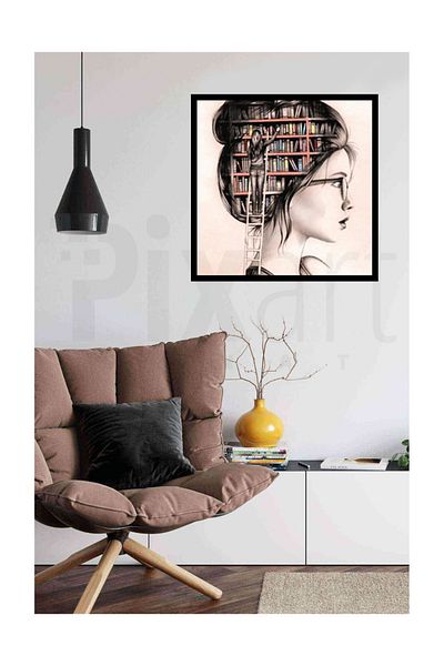 pixartsanat Bookcase in the Brain Pixart Art Diamond Mosaic Painting Diamond Turkey 50*50
