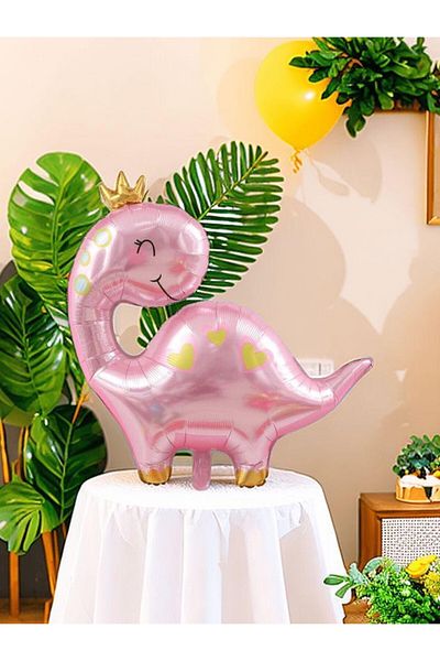 Parti Station Pink Dinosaur Concept 3 Years Old Balloon Set Cute Pink Dinosaur Birthday Foil Balloon Set