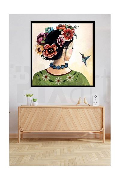 pixartsanat Flowers on the Hair Pixart Art Diamond Mosaic Painting Diamond Türkiye51*51
