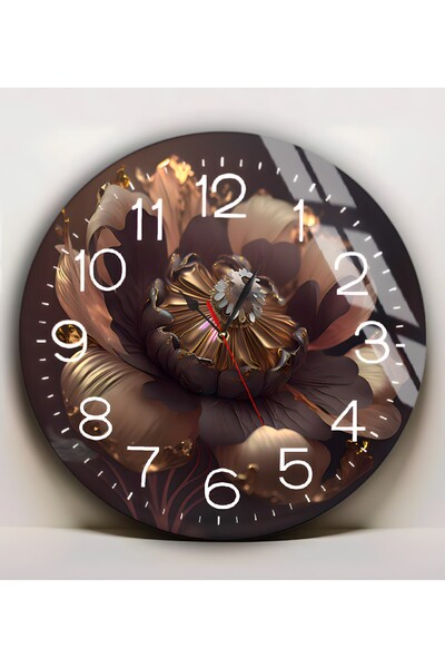 Harika bir ev هاريكابيريف | زجاج غير قابل للكسر (ساعة) لوحة زهور تجريدية برتق...